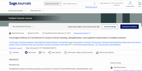 Convergent effects of a functional C3 variant on brain atrophy, demyelination, and cognitive impairment in multiple sclerosis